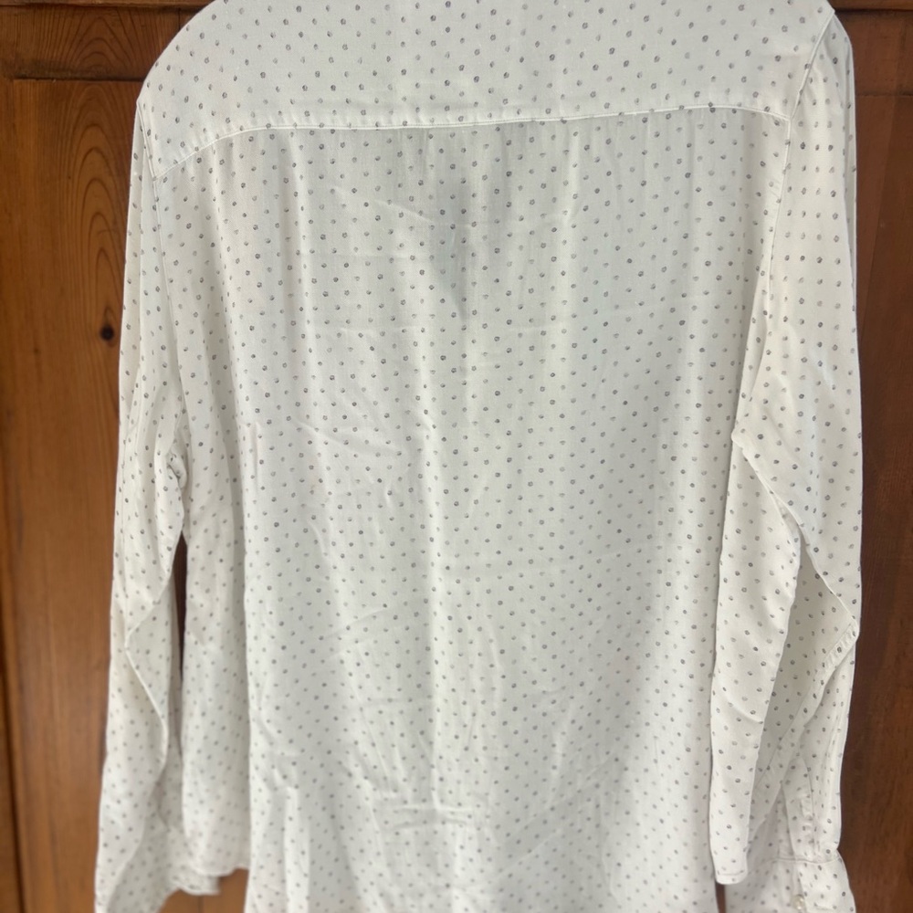 Frank & Eileen White Blouse with Grey Dots